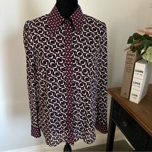 Michael Kors Black and Fushia Geometric Blouse, Office Wear, Professional Vibe